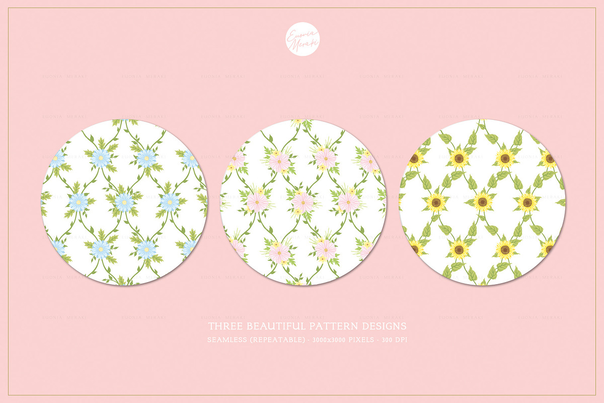 Cottagecore Pattern 20 Flower Vine, a Pattern Graphic by Euonia Meraki (Photo 2 of 21)