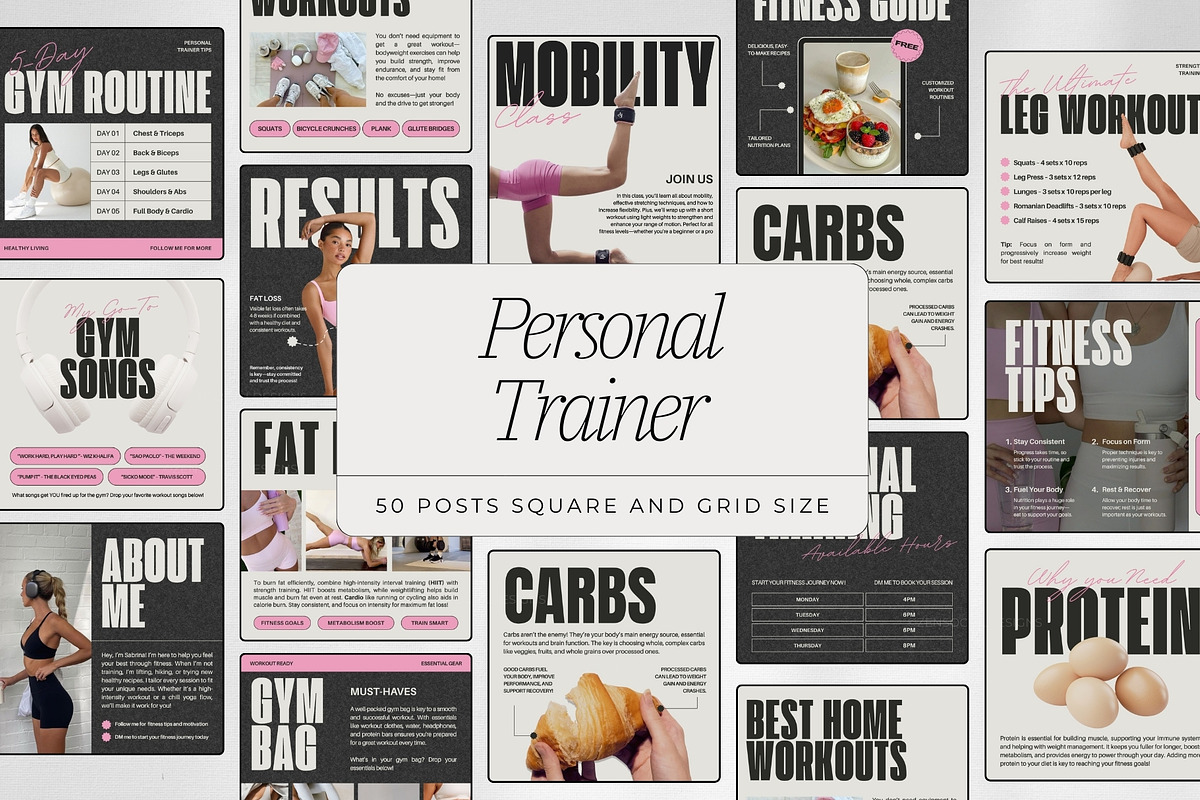 Personal Trainer Instagram Template, a Social Media Template by ZenSocialDesigns (Photo 1 of 9)