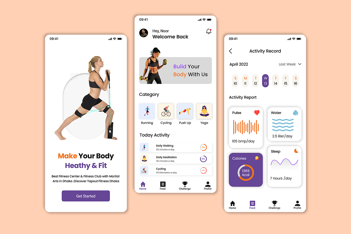 Fitness App Design, an App Template by Design Valley