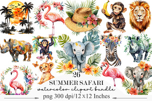 Watercolor African Summer Safari, an Illustration by Designking