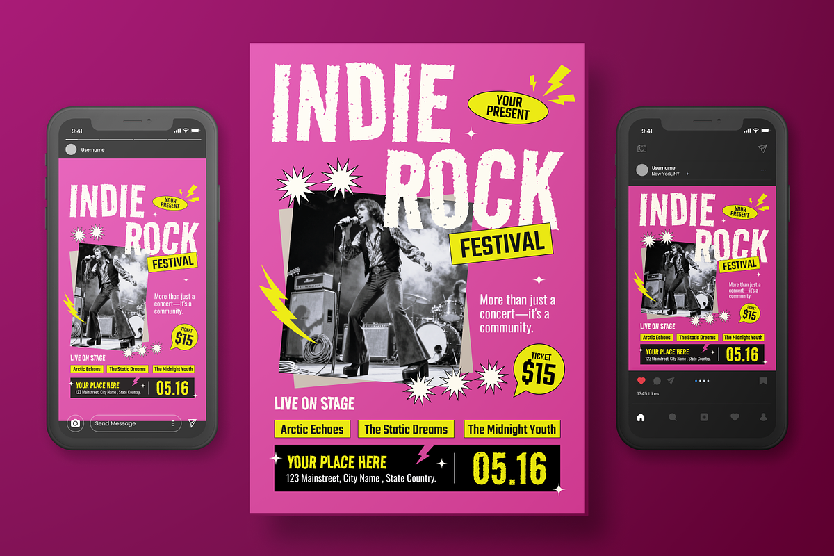 Indie Rock Festival Flyer Set, a Flyer Template by Annora Studio (Photo 3 of 6)