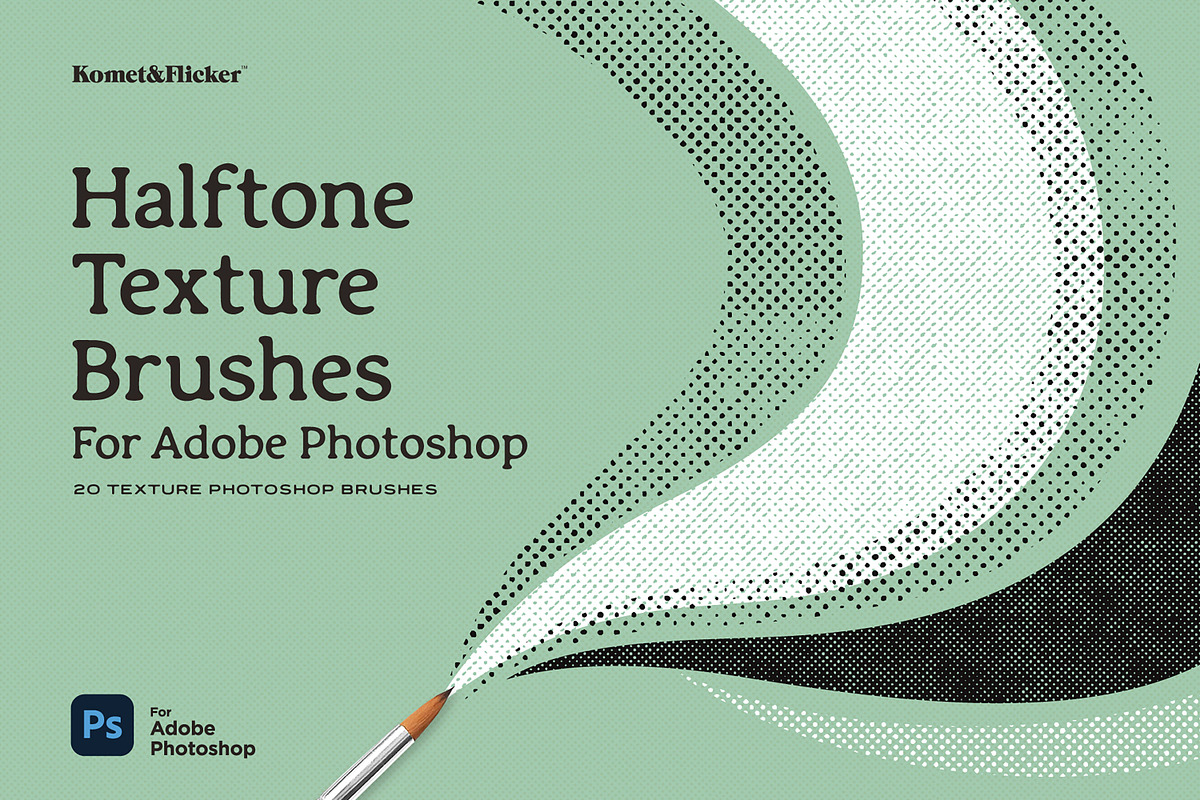 Halftone Texture Brushes for PS, a Brush Add-On by Komet & Flicker (Photo 1 of 10)