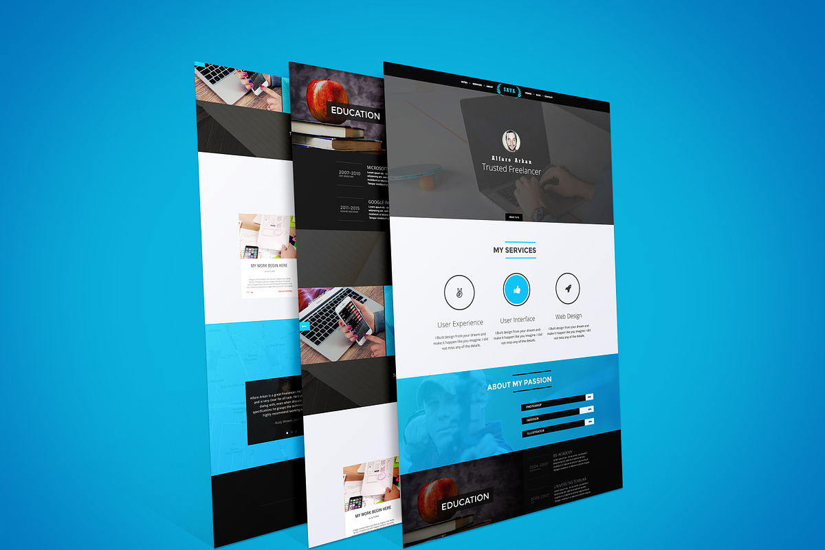 Saya One Page Personal PSD Template, a Landing Page Template by uzistudio (Photo 3 of 4)