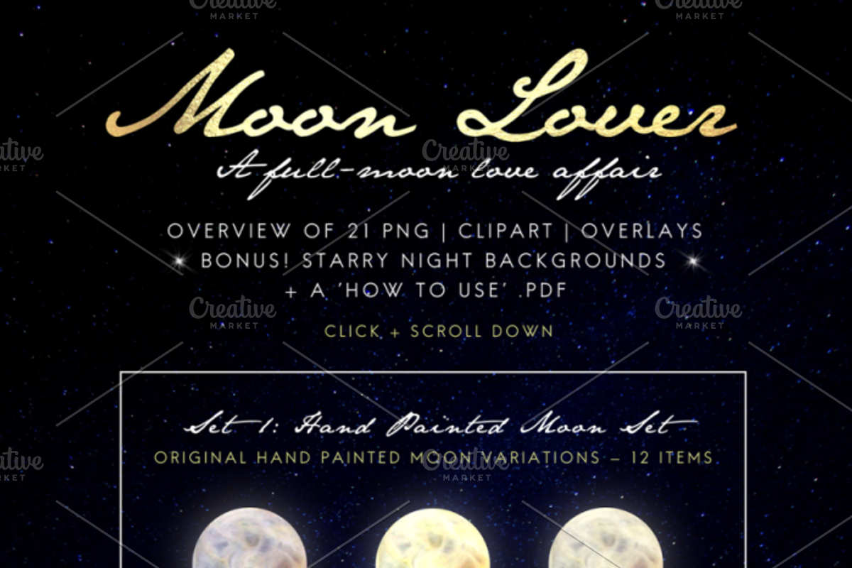 MOON LOVER MAGICAL MOON PNG OVERLAYS, an Object Graphic by Illumineer Media & Design (Photo 2 of 7)