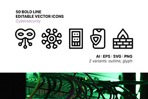 50 Cybersecurity Icons, an Outline Icon by Side Project