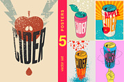Apple Cider grunge vector poster set, a Food Illustration by PoPaShop (Thumbnail 1 of 6)