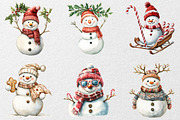 Funny Christmas Snowman Clipart, an Illustration by DreamCafeArt (Thumbnail 2 of 7)