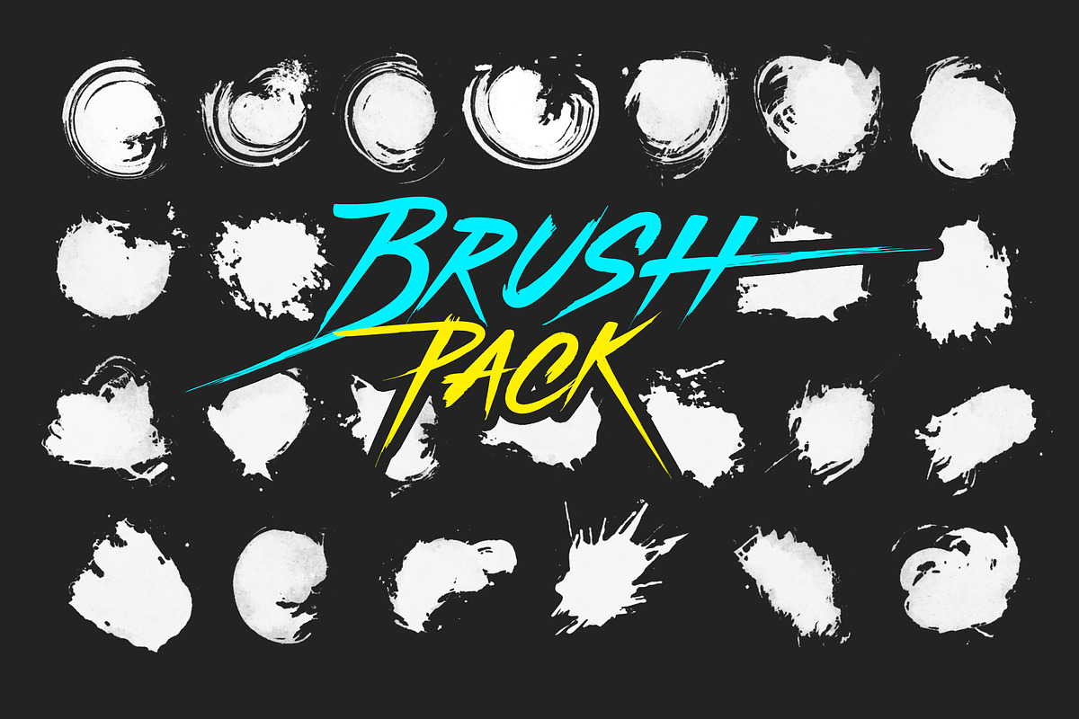 25 Splatter Ink Brush Pack, a Brush Add-On by Jiwstudio