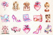 Watercolor Barbie Clipart, an Illustration by Rose Art (Thumbnail 2 of 4)