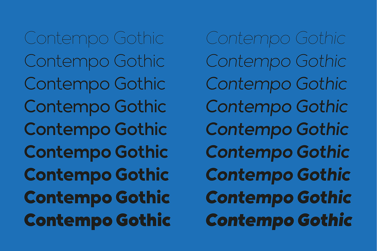Contempo Gothic - Family, a Sans Serif Font by Arkitype (Photo 3 of 16)