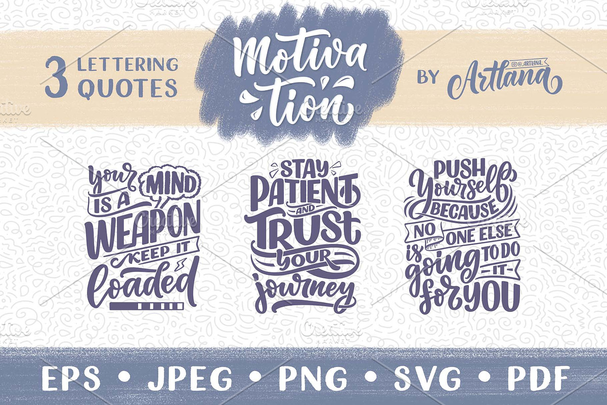 Motivation Lettering Quotes, a Decorative Illustration by Artlana (Photo 1 of 2)
