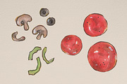 Watercolor Pizza Pack, a Food Illustration by R.Ewers Designs (Thumbnail 3 of 3)