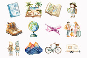 Watercolor Cute Travel Nursery Clipa, an Illustration by Design Market (Thumbnail 2 of 4)