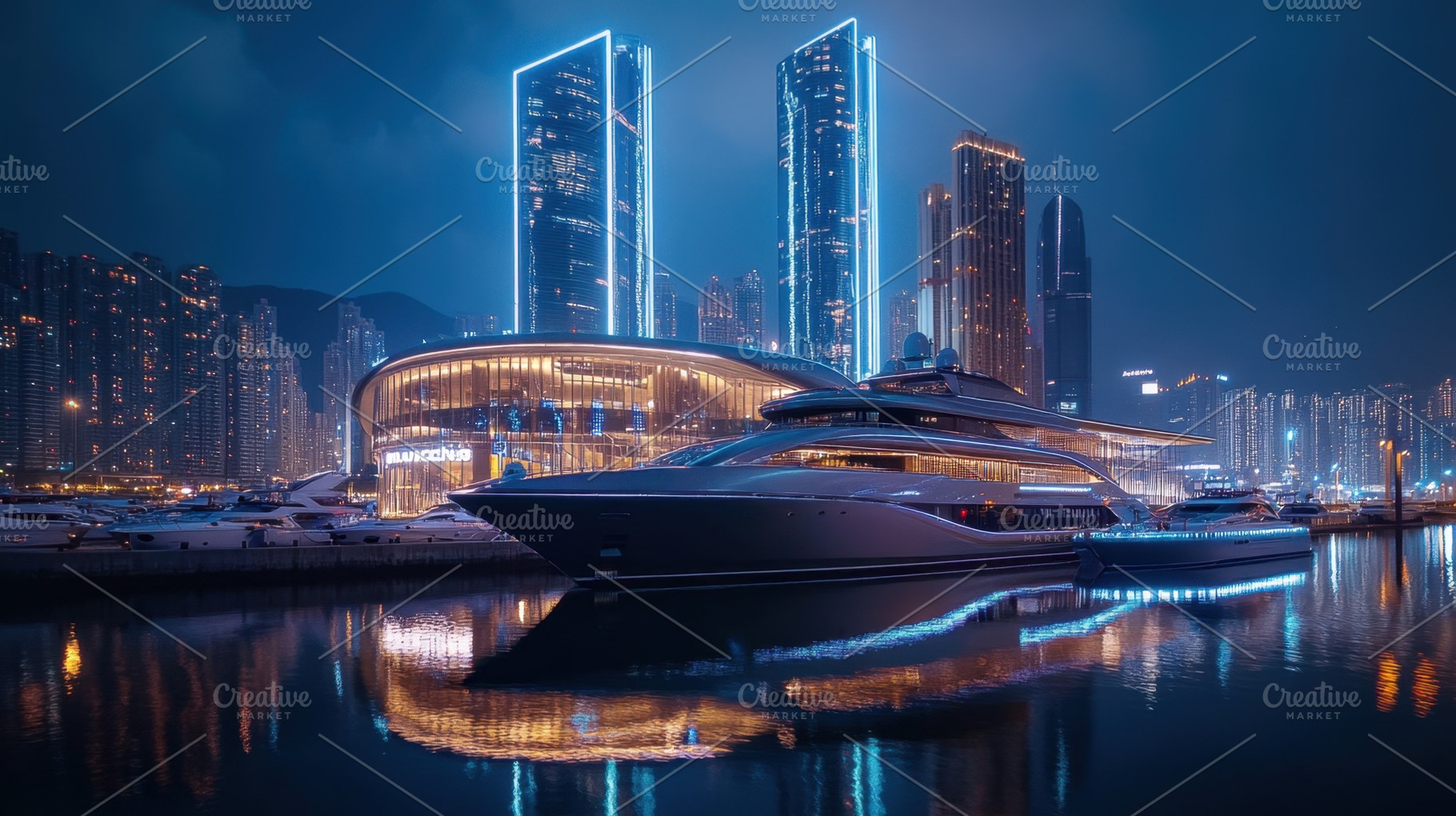Luxury yacht docked at a city marina, a Photo by Beautiful things