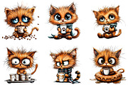 Cute Kitten Drinking Coffee Clipart, an Illustration by DreamArtGraphic (Thumbnail 2 of 5)