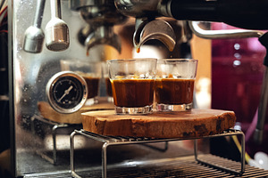 Coffee in a small cup from the maker, a Food & Drink Photo by Art Rachen