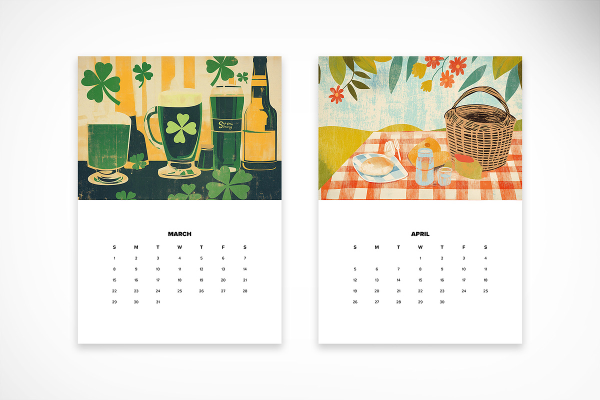 Retro Illustrated Wall Calendar 26, a Print Template by McLittle Stock (Photo 3 of 9)