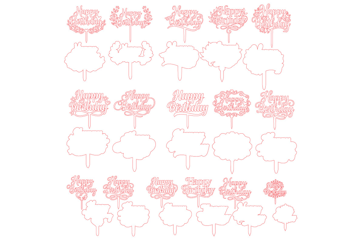 Birthday Cake Topper Laser Cut SVG, an Object Graphic by DreamCafeArt (Photo 6 of 6)