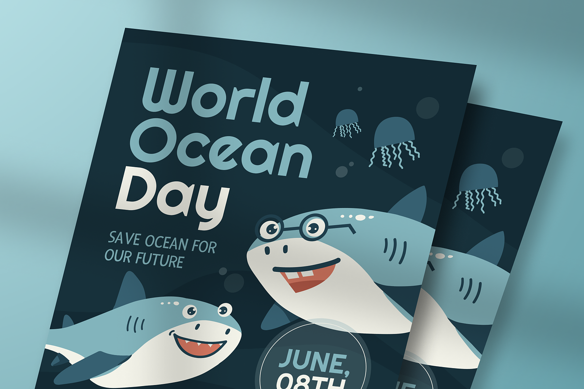 Shark World Ocean Day Flyer, a Flyer Template by Annora Studio (Photo 4 of 4)