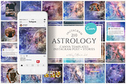 -50% Astrology Canva PS templates, a Social Media Template by Vintage Digital Textures (Thumbnail 1 of 9)