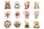 Cute Christmas Teddy Bear Clipart, an Illustration by Design Market (Thumbnail 2 of 3)