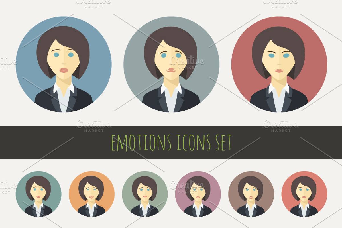Emotions Icons Set, an Icon by Alex Serada (Photo 4 of 5)