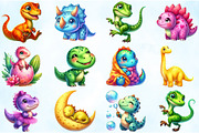 Cartoon Dinosaur Clipart Bundle, an Illustration by Craft Nest (Thumbnail 5 of 6)