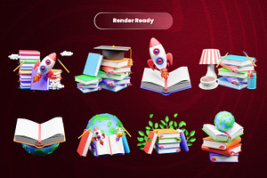 World Book Day 3d Illustration Icon