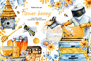 Flower honey watercolor clipart, a Food Illustration by Artmanata (Thumbnail 1 of 17)