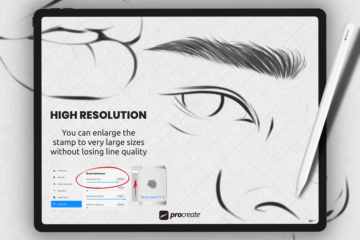 Portrait stamp brushes for Procreate, a Brush Add-On by Procreate Market (Photo 3 of 8)