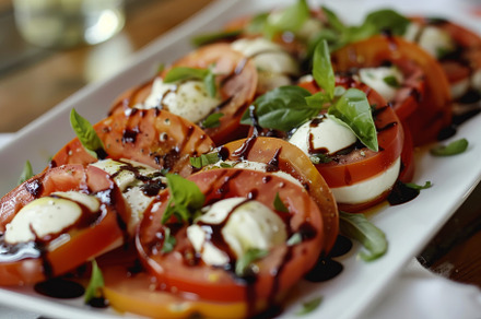 A plate of traditional caprese salad, a Photo by Iftikhar Alam