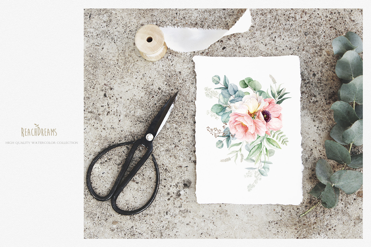 Peonies and Eucalyptus collection, a Decorative Illustration by ReachDreams (Photo 5 of 10)