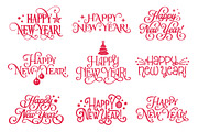 Happy New Year lettering typography, a Seasonal Illustration by Seavector Studio (Thumbnail 1 of 3)