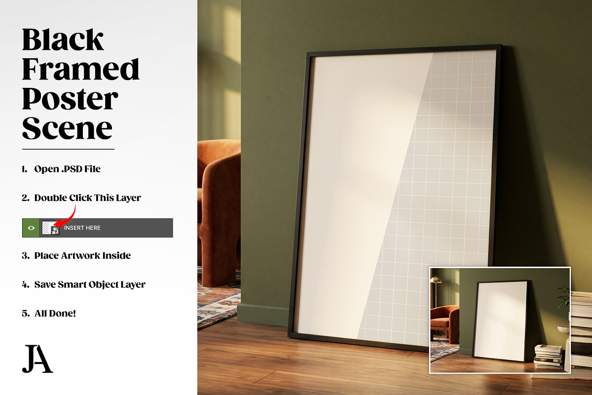 Black Framed Poster 2x3 PSD Mockup, a Household Mockup by Julian Adams (Photo 3 of 3)