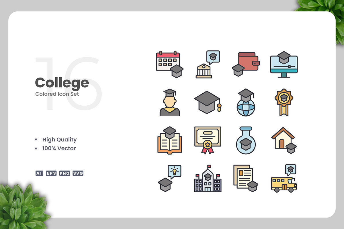 College Colored Icons, an Icon by Upnowgraphic