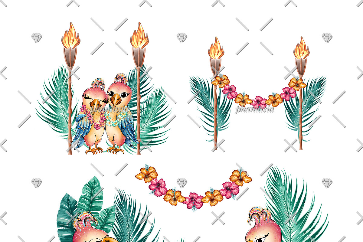 Cute Parrots Watercolor Cliparts, an Animal Illustration by Phantasia Design (Photo 7 of 8)