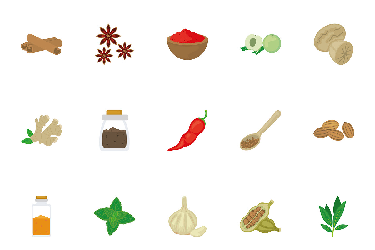 Indian Spices Illustration Set