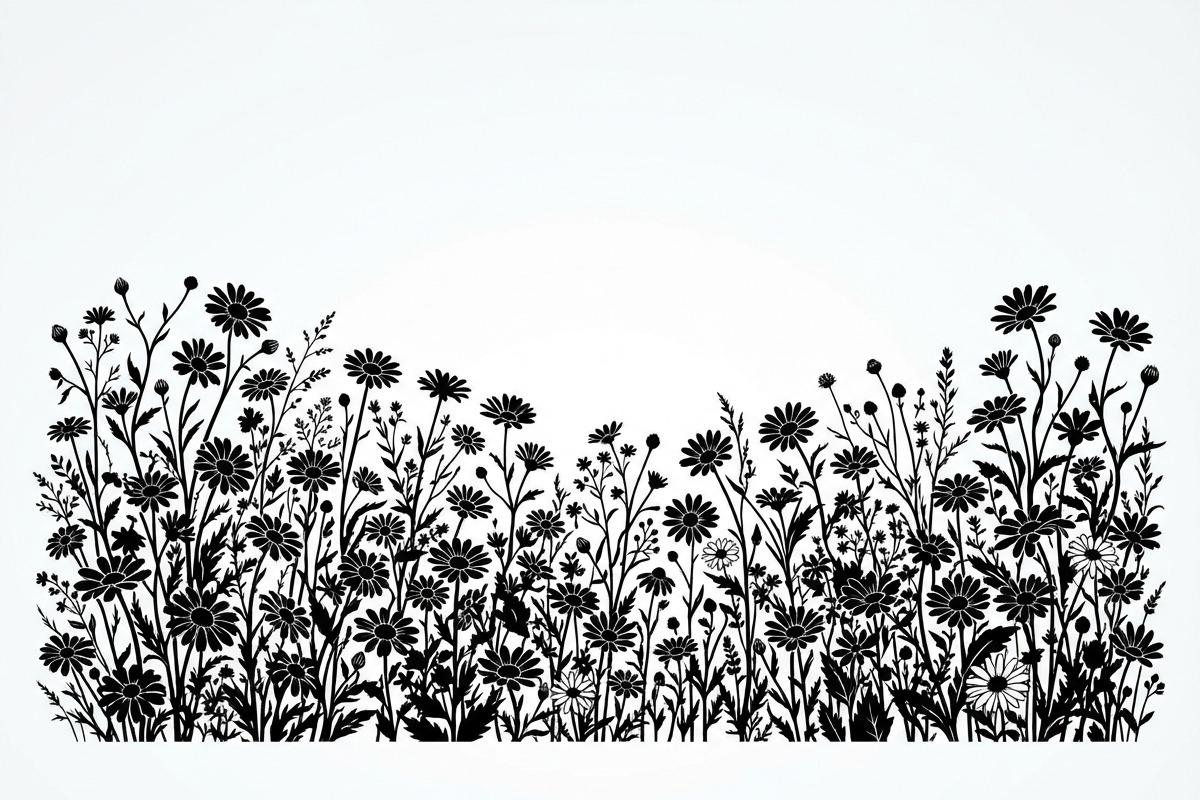 60 Daisy Flower Field Silhouette, a Seasonal Illustration by Amazin_art (Photo 6 of 36)