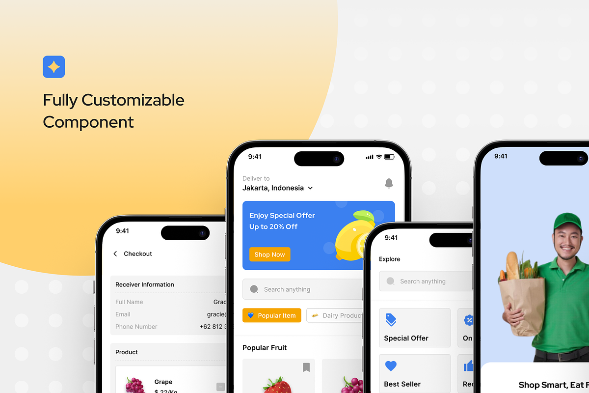Grociety - Grocery App UI Kit, an UI Kit Template by restiyathena (Photo 3 of 6)