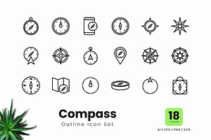 Compass Outline Icons, an Outline Icon by Zeer Graphic
