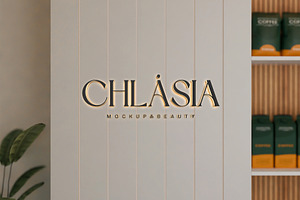 Elegant sign logo mockup on wall