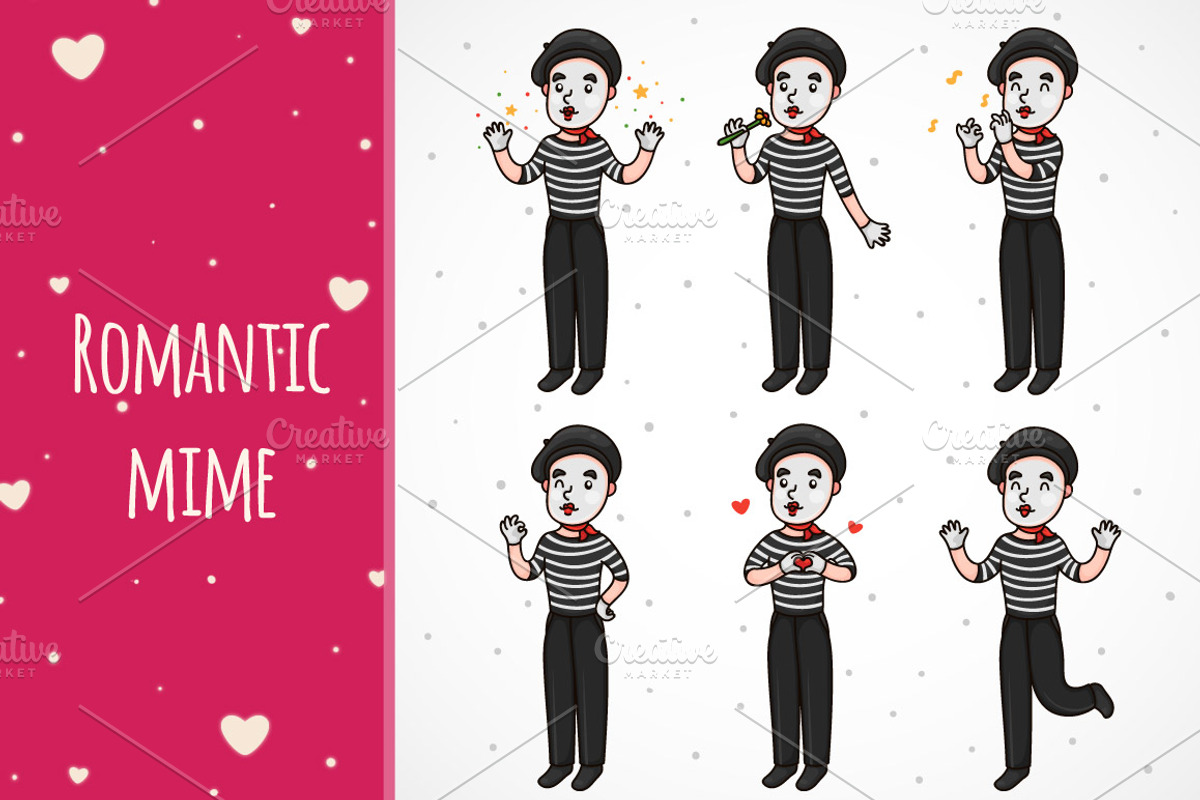 Romantic mime, an Illustration by nenochka