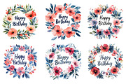 Happy Birthday Floral Wreath PNG, an Illustration by SinaCreation (Thumbnail 4 of 5)
