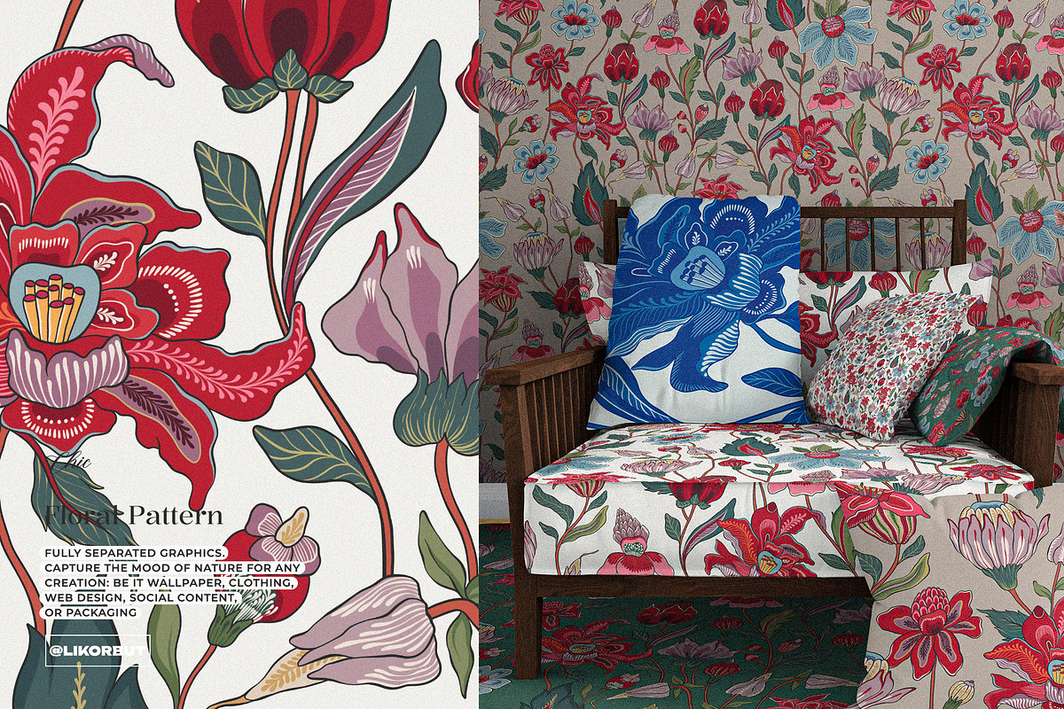 Bohemian Chintz Floral Pattern, a Pattern Graphic by likorbut (Photo 3 of 14)