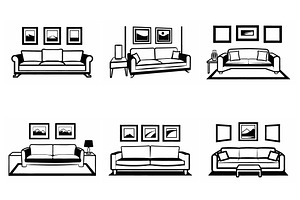 Living room vector scenes with sofas, an Object Graphic by Billah Hub