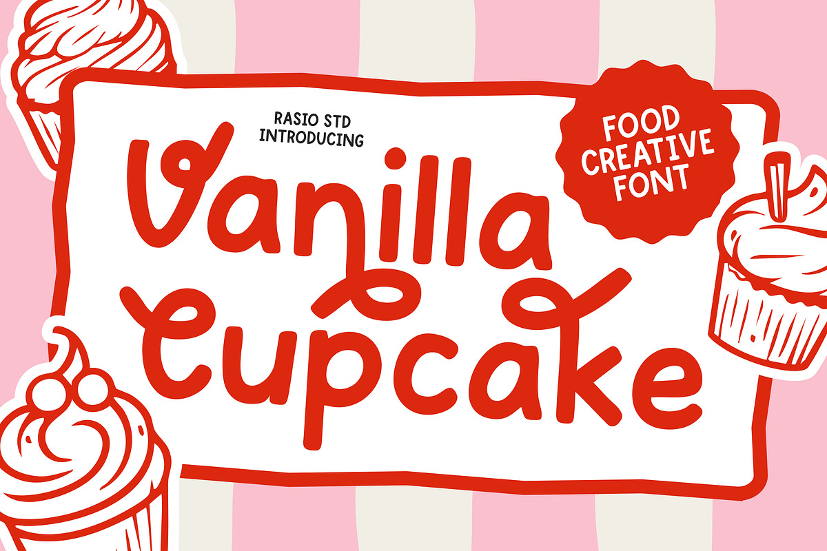 Vanilla Cupcake Food Creative Font, a Sans Serif Font by Rasio Studio (Photo 1 of 8)