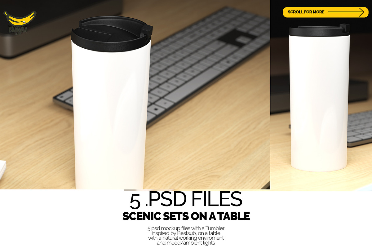 White Tumbler Mockup Bundle on Table, a Cups & Container Mockup by Banana Hey (Photo 5 of 6)