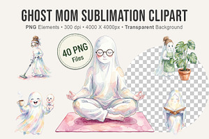 Ghost Mom Sublimation Clipart, an Illustration by Artnoy