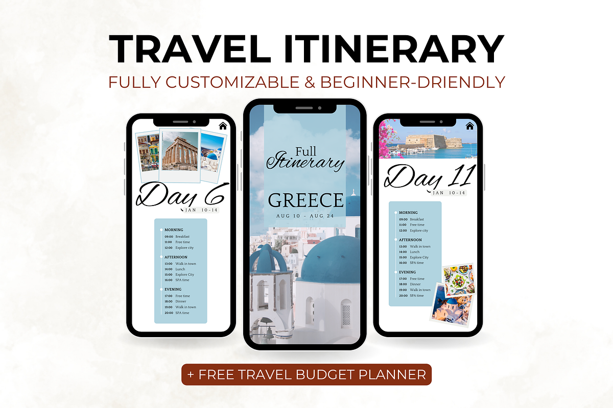 Greece Trip Itinerary Template, a Templates & Theme by Digital By Nikoleta (Photo 1 of 11)