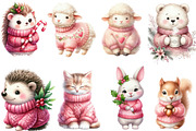 Pink Jumper Animals Christmas, an Illustration by Designking (Thumbnail 3 of 5)